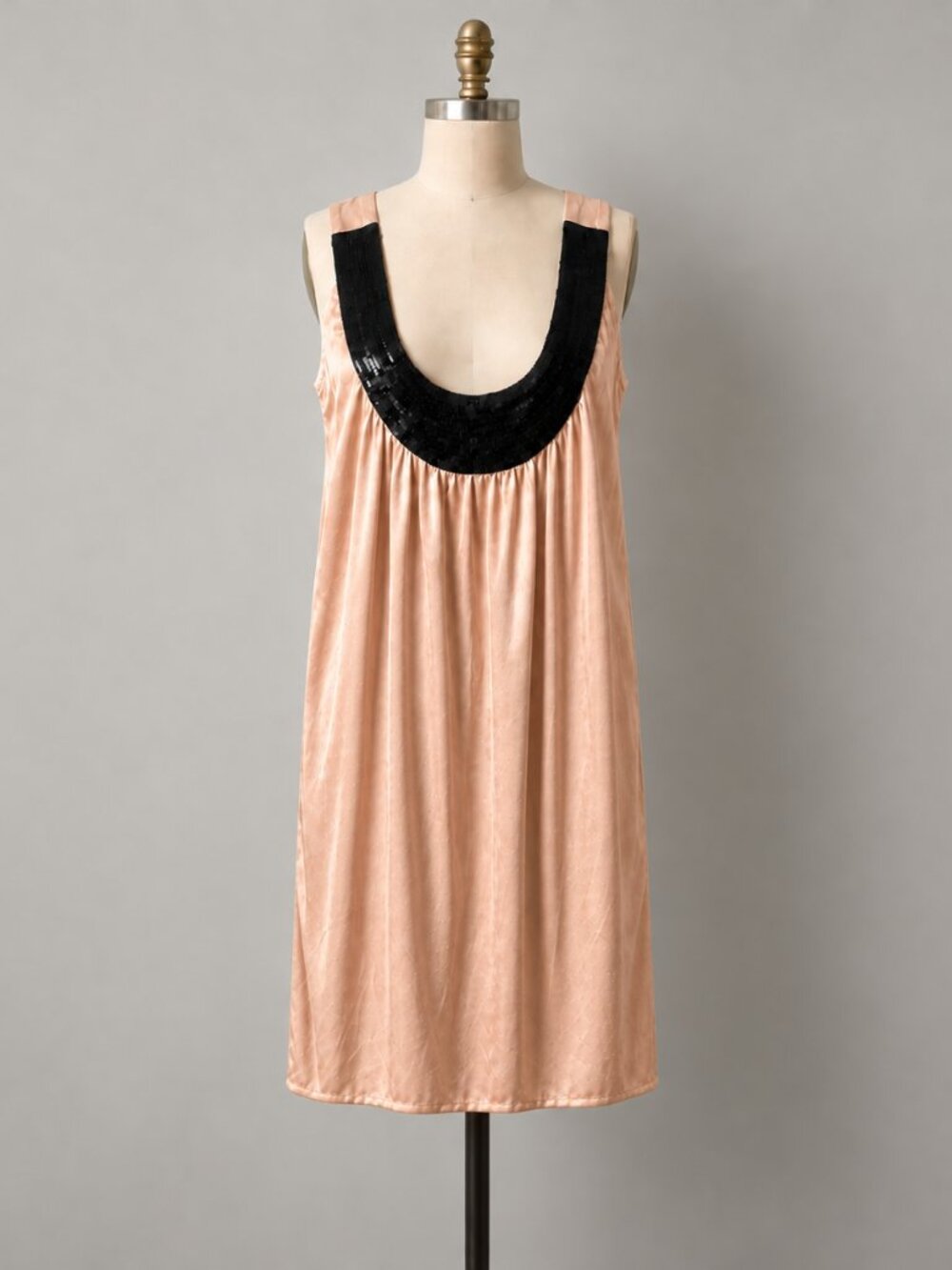 Maria Bianca Nero Blush Pink Black Sequin Neckline Cocktail Dress M